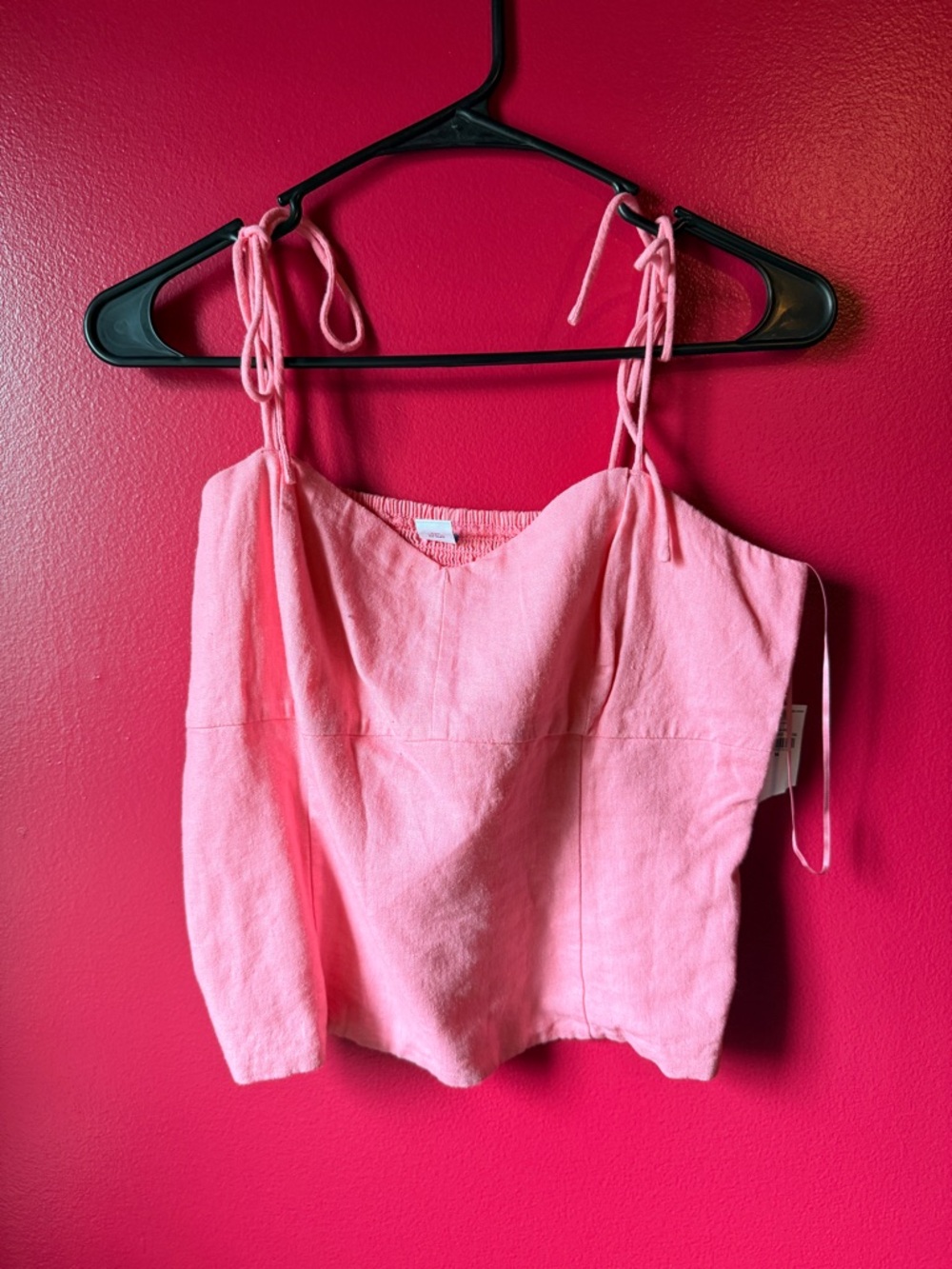 Old Navy Pink and Green Tie-Shoulder Linen-Blend Crop Tank Set